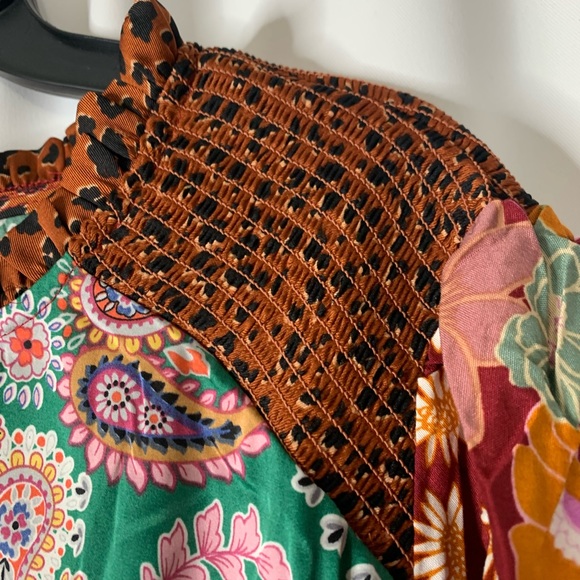 NWT Umgee Boutique Boho Hippy Floral Print Dress S - 2X green burgundy mix - Picture 12 of 15